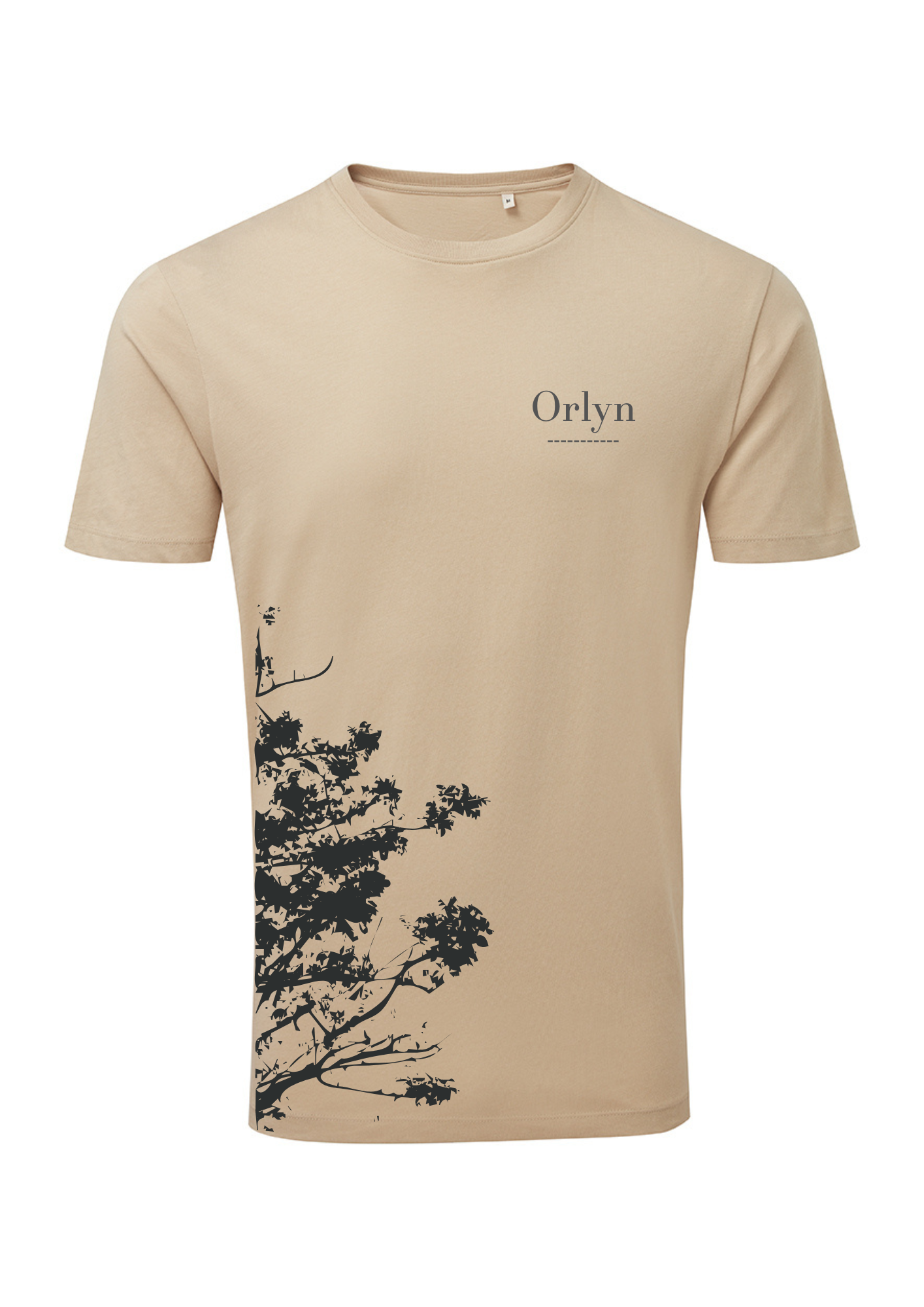 Short sleeve t shirt in  Dessert sand with branch design